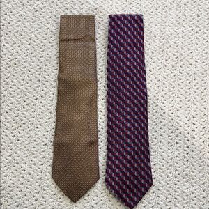 Brooks Brothers Brown and Red Patterned Ties 100% Silk
